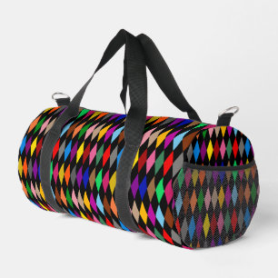 Farbenfrohes Harlekin-Diamanten-Design Schwarz Duffle Bag