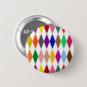 Farbenfrohes Harlekin-Diamanten-Design Weiß Button