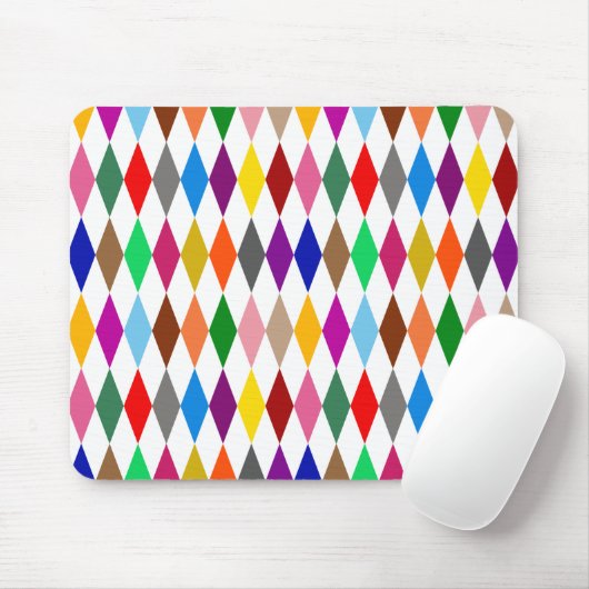 Farbenfrohes Harlekin-Diamanten-Design Weiß Mousepad (Mit Mouse)