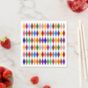 Farbenfrohes Harlekin-Diamanten-Design Weiß Serviette