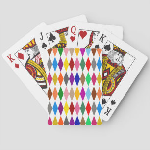 Farbenfrohes Harlekin-Diamanten-Design Weiß Spielkarten
