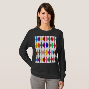 Farbenfrohes Harlekin-Diamanten-Design Weiß  T-Shirt
