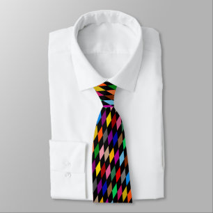Farbenfrohes Harlequin-Diamanten-Design Schwarz Krawatte