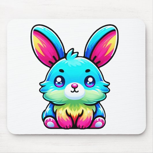 Farbenfrohes Häschen auf Mausmatte Mousepad (Vorne)