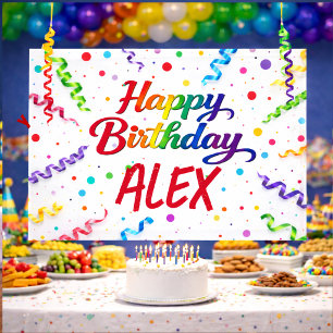 Farbenfrohes, helles Konfetti Happy Birthday Poste Banner