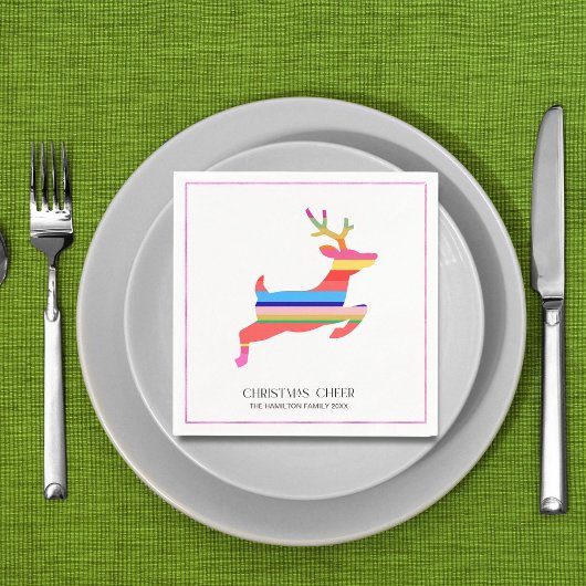 Farbenfrohes Helles Modernes Weihnachtsrentier Serviette