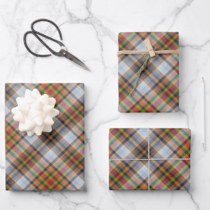 Farbenfrohes Herbst-Winter-Farbstreifen-Muster Geschenkpapier Set