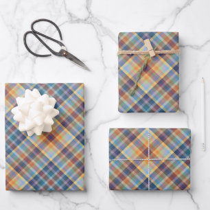 Farbenfrohes Herbst-Winter-Farbstreifenmuster Geschenkpapier Set
