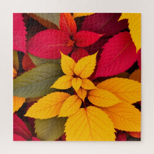 Farbenfrohes Herbstlaub Botanisches Design Puzzle (Vertikal)