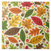 Farbenfrohes Herbstlaub- und Eichelmuster Fliese (Vorderseite)