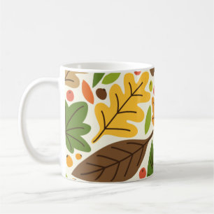 Farbenfrohes Herbstlaub- und Eichelmuster Kaffeetasse