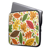 Farbenfrohes Herbstlaub- und Eichelmuster Laptopschutzhülle (Vorderseite Links)