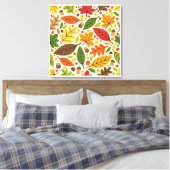 Farbenfrohes Herbstlaub- und Eichelmuster Leinwanddruck (Insitu (Schlafzimmer))