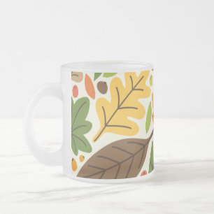 Farbenfrohes Herbstlaub- und Eichelmuster Mattglastasse