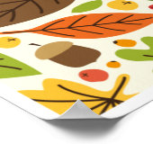 Farbenfrohes Herbstlaub- und Eichelmuster Poster (Ecke)