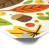 Farbenfrohes Herbstlaub- und Eichelmuster Poster (Ecke)