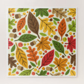 Farbenfrohes Herbstlaub- und Eichelmuster Puzzle (Horizontal)