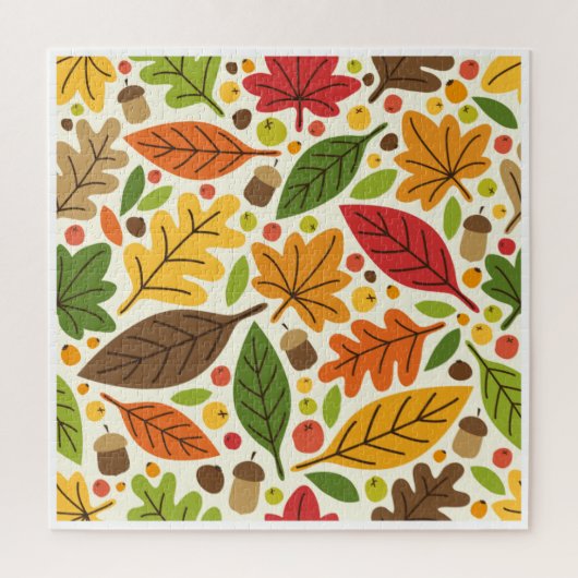 Farbenfrohes Herbstlaub- und Eichelmuster Puzzle (Vertikal)