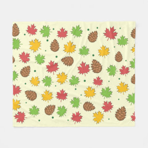 Farbenfrohes Herbstlaub- und Kiefernzapfenmuster Fleecedecke