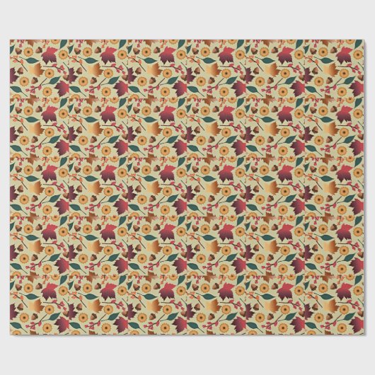 Farbenfrohes Herbstmuster Geschenkpapier (Flach)
