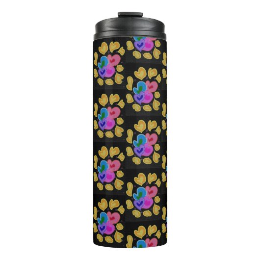 Farbenfrohes Herz-Design Thermosbecher (Vorderseite)