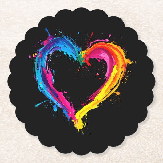 Farbenfrohes Herz Liebe Valentinstag Untersetzer (Vorderseite)