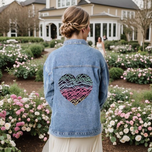 Farbenfrohes Herz-Motiv Jeansjacke (Hochzeit Rückseite)