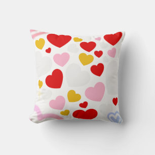 Farbenfrohes Herz Muster Design Kissen 