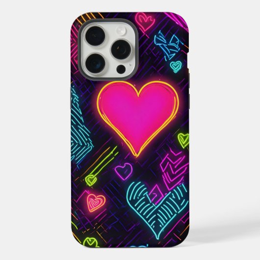 Farbenfrohes Herz Muster iPhone Hülle (Rückseite)