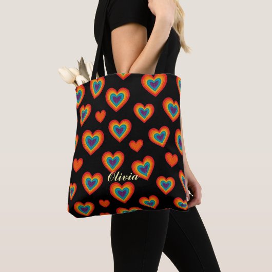 Farbenfrohes Herz Muster Tasche (Von Nahem)