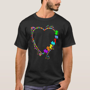 Farbenfrohes Herz-Puzzleteil Liebe Autismus-Bewuss T-Shirt