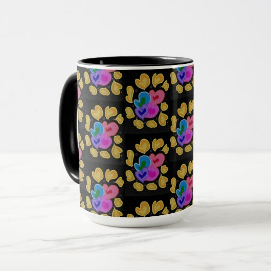 Farbenfrohes Herzdesign Tasse (Vorderseite Links)