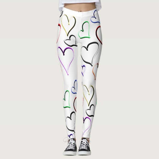 Farbenfrohes Herzen-Muster Leggings (Vorderseite)