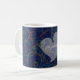 Farbenfrohes Herzenetz-Muster - Intensives Blau - Kaffeetasse