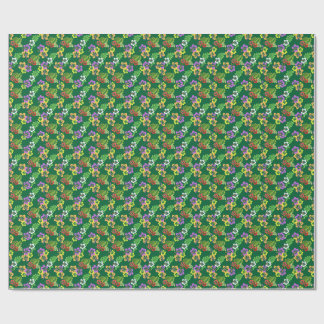 Farbenfrohes Hibiskusblumenmuster in Grün Geschenkpapier
