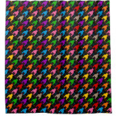 Farbenfrohes Houndstooth-Muster Schwarz Duschvorhang (Vorderseite)