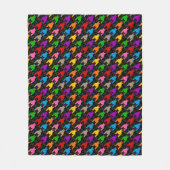 Farbenfrohes Houndstooth-Muster Schwarz Fleecedecke (Vorderseite)