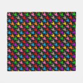 Farbenfrohes Houndstooth-Muster Schwarz Fleecedecke (Vorderseite (Horizontal))