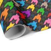 Farbenfrohes Houndstooth-Muster Schwarz Geschenkpapier (Rolleneckpunkt)