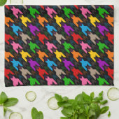 Farbenfrohes Houndstooth-Muster Schwarz Geschirrtuch (Gefaltet)