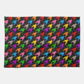 Farbenfrohes Houndstooth-Muster Schwarz Geschirrtuch (Horizontal)