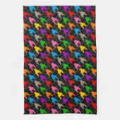 Farbenfrohes Houndstooth-Muster Schwarz Geschirrtuch (Vertikal)