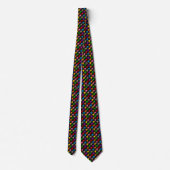 Farbenfrohes Houndstooth-Muster Schwarz Krawatte (Rückseite)