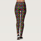 Farbenfrohes Houndstooth-Muster Schwarz Leggings (Rückseite)