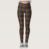 Farbenfrohes Houndstooth-Muster Schwarz Leggings (Vorderseite)