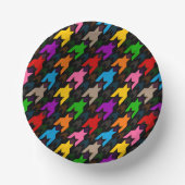 Farbenfrohes Houndstooth-Muster Schwarz  Pappteller (Vorderseite)