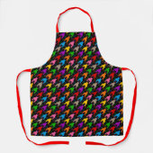 Farbenfrohes Houndstooth-Muster Schwarz Schürze (Vorderseite)