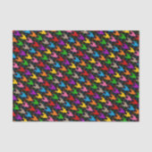 Farbenfrohes Houndstooth-Muster Schwarz Seidenpapier (Vorderseite)