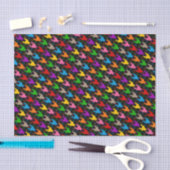 Farbenfrohes Houndstooth-Muster Schwarz Seidenpapier (Handwerk)