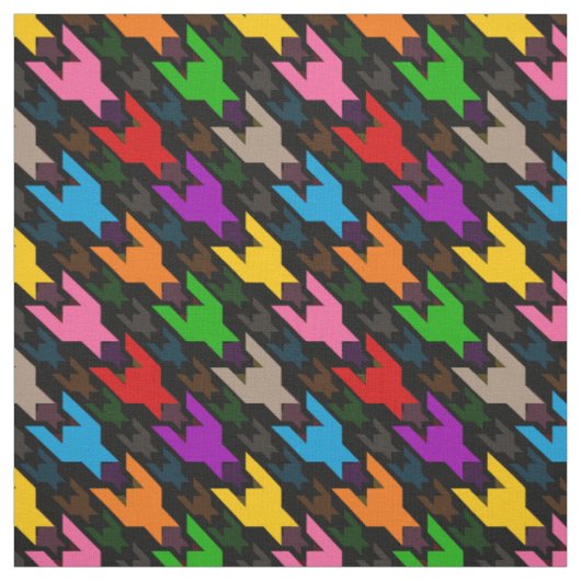 Farbenfrohes Houndstooth-Muster Schwarz Stoff (Muster)